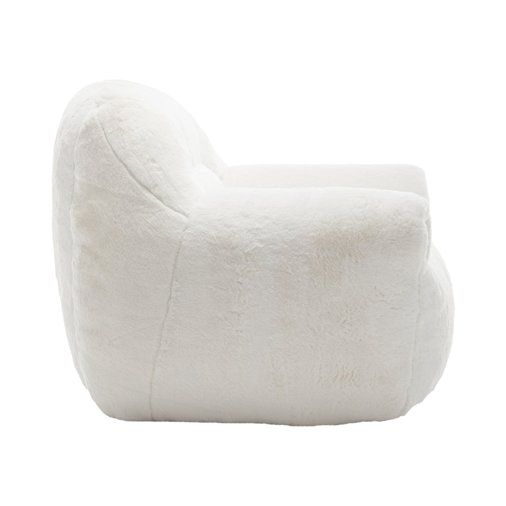 Bean Bag Chair, Comfy Bean Bag Sofa with Back Support, Faux Fur Bean Bag Chair for Adults and Kids, Stuffed Floor Sofa for Living Room, Bedroom, Apartment, White
