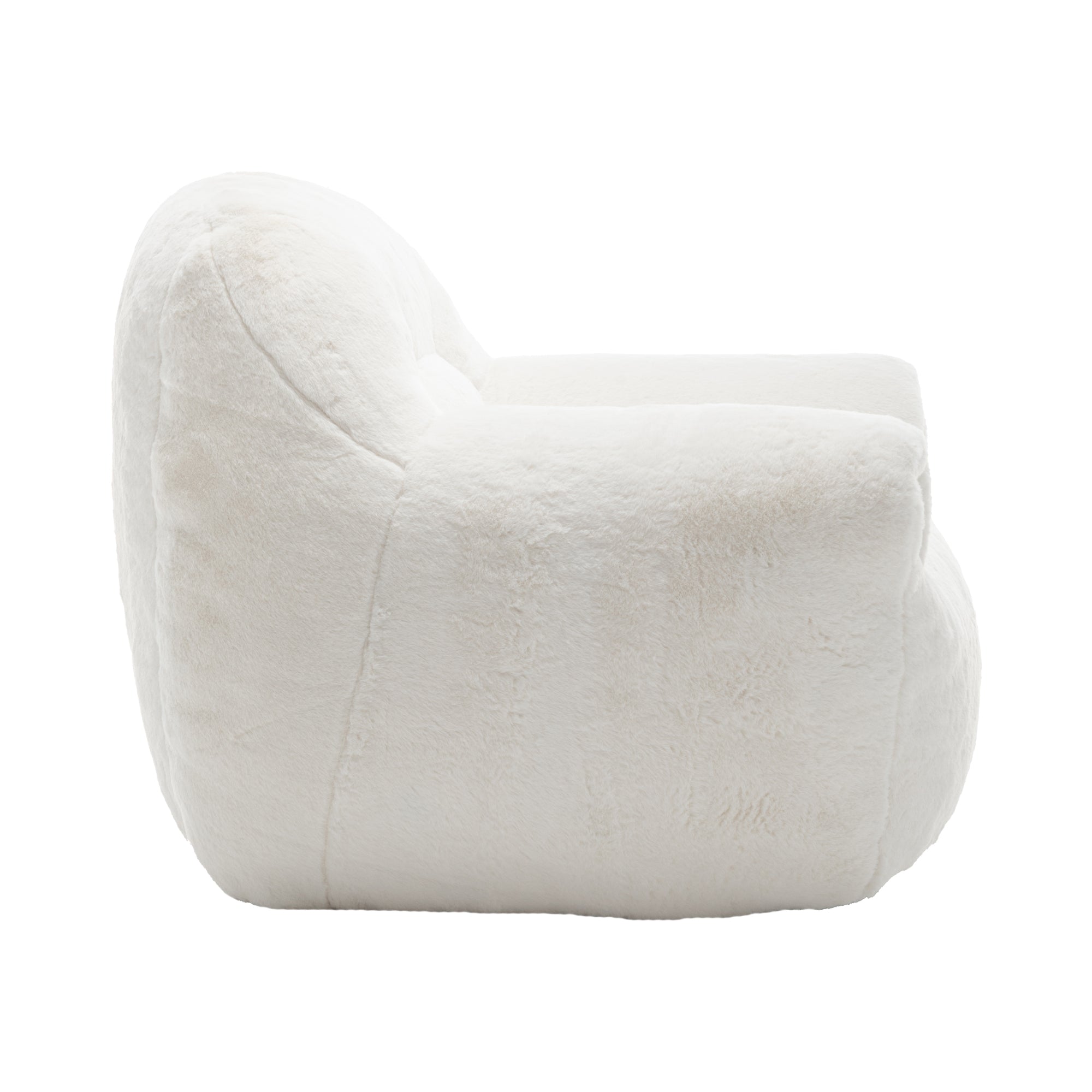 Bean Bag Chair, Comfy Bean Bag Sofa with Back Support, Faux Fur Bean Bag Chair for Adults and Kids, Stuffed Floor Sofa for Living Room, Bedroom, Apartment, White