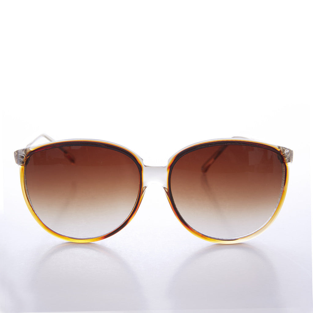 Round Large Women's Clear Frame 80s Vintage Sunglass - April