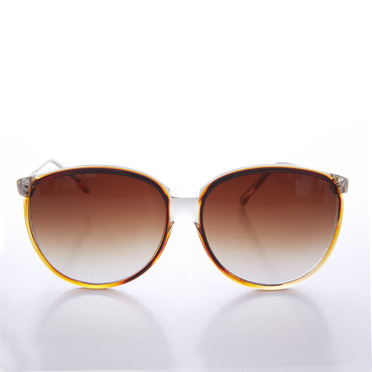 Round Large Women's Clear Frame 80s Vintage Sunglass - April