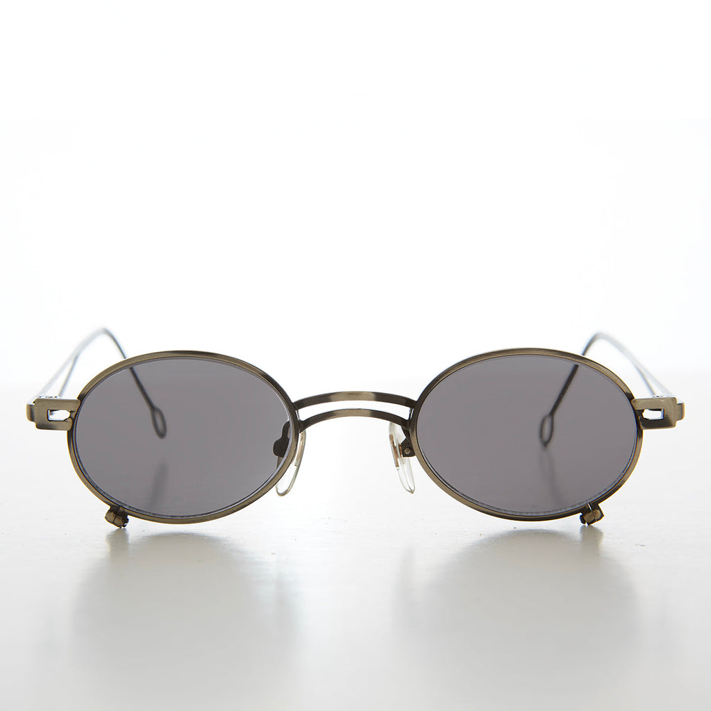 Small Oval 90s Full Metal Steampunk Sunglasses - Azari