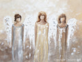 "Surrounding You with Light" GICLEE PRINT Abstract Modern Angel Painting 3 Angels Guardian Angel Figurative