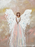"The Love of My Heart" GICLEE PRINT Abstract Angel Painting Elegant Guardian Angel Pink White