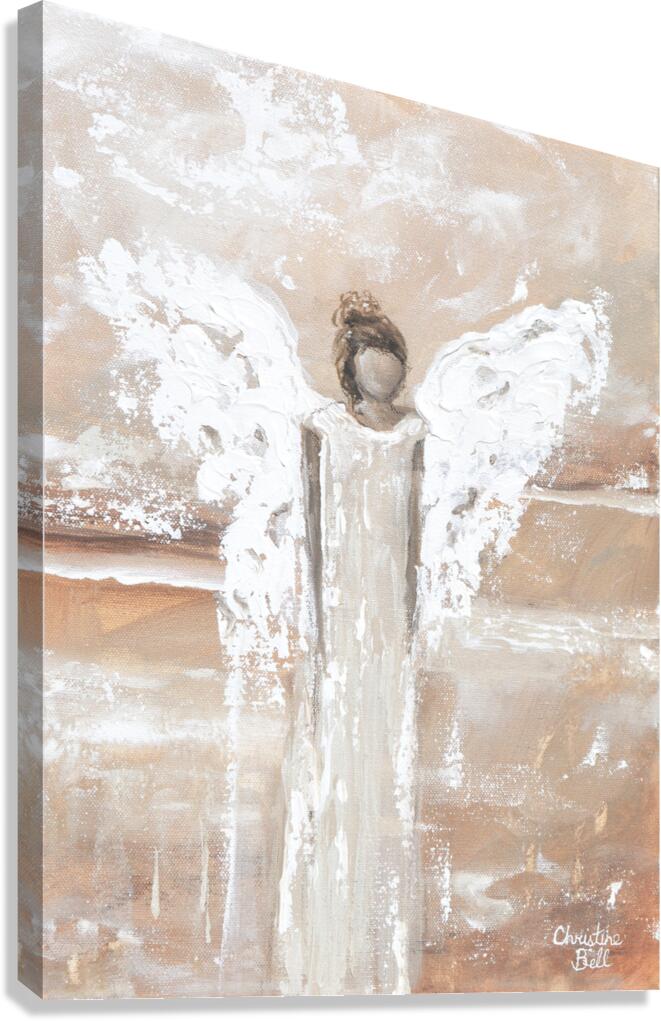"She Bestows Strength" GICLEE PRINT, Angel Painting, Modern Neutral Guardian Angel