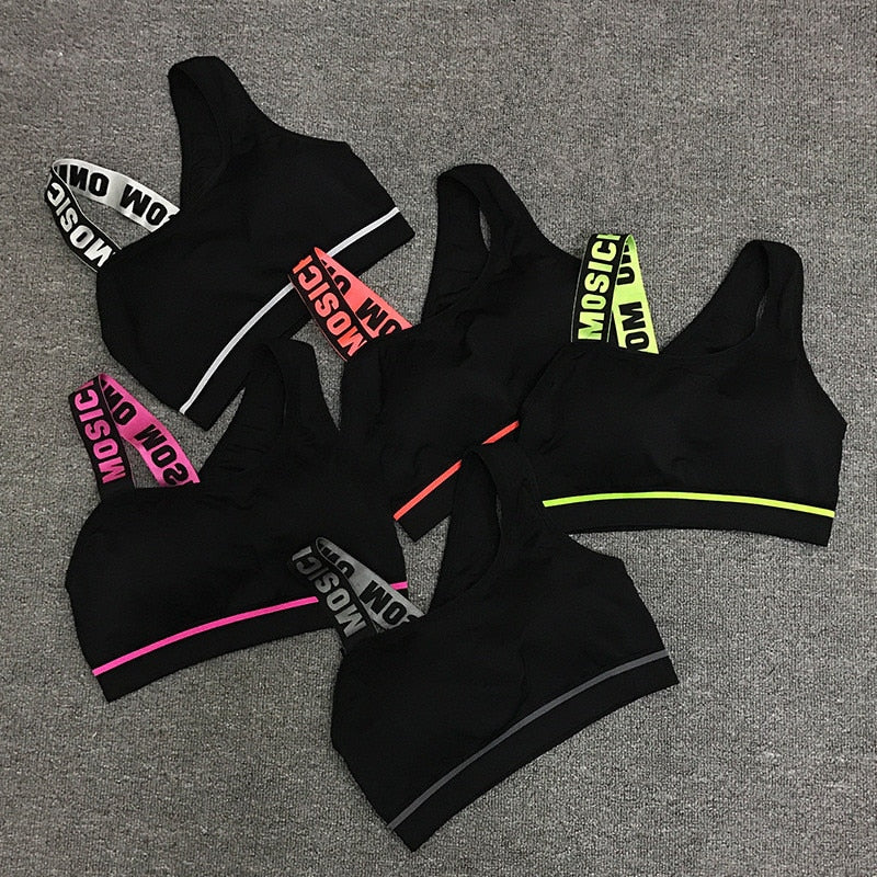 New Letter Cut Out Sports Bra Women Fitness Yoga Push up  Gym Padded Sports Top Athletic Sexy  Workout Running Clothing P165
