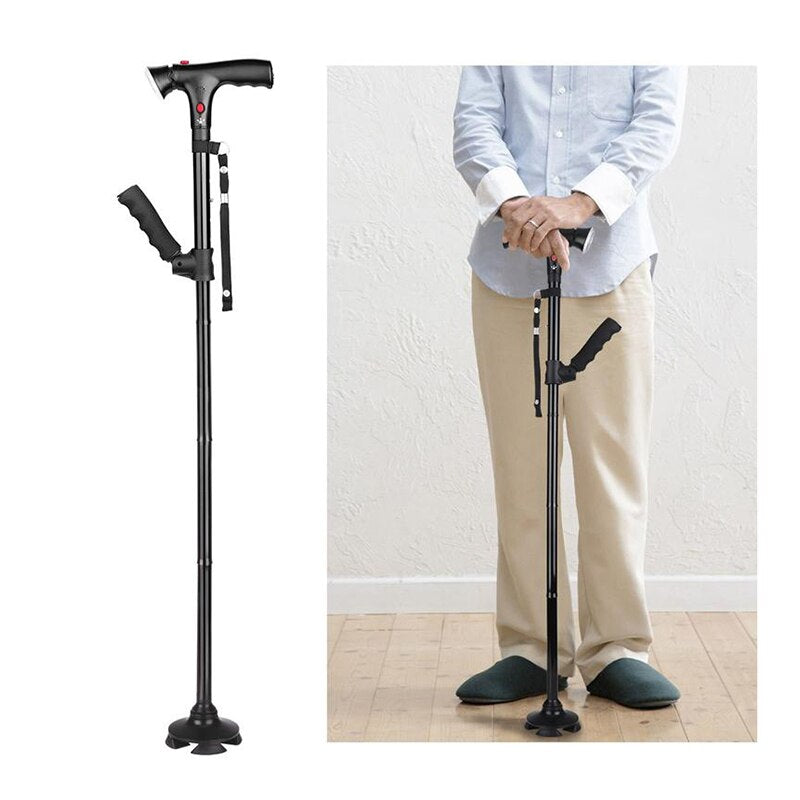 Collapsible Telescopic Cane Folding Crutch LED Lightweight Safety Walking Stick Gifts for The Elder