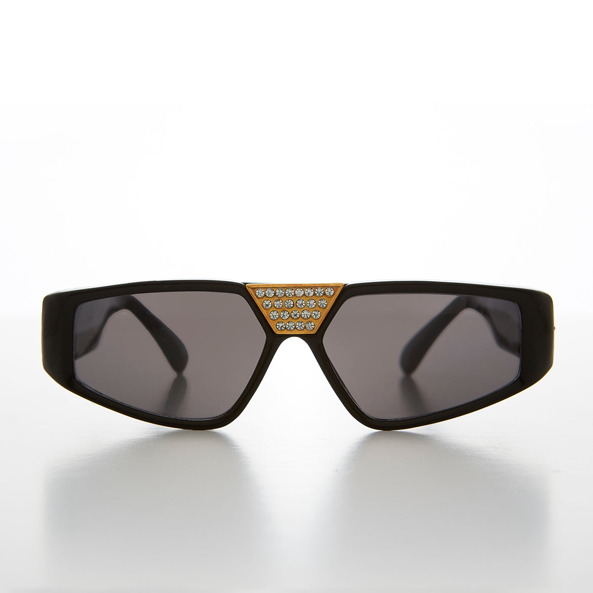 Flat Top Vintage Sunglass with Rhinestone Bridge - Wiz