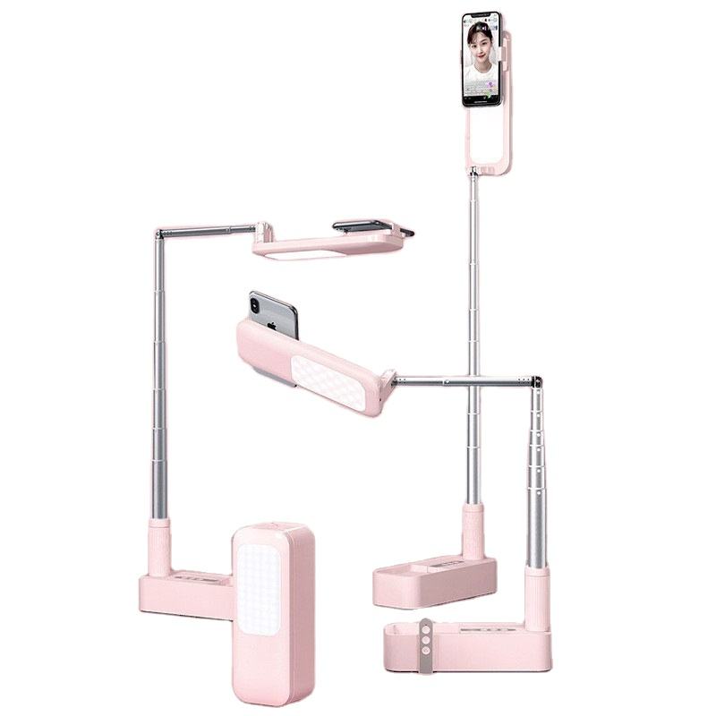 Portable Retractable Wireless Dimmable LED Selfie Fill Light Lamp For Live Video Phone Holder Stand
