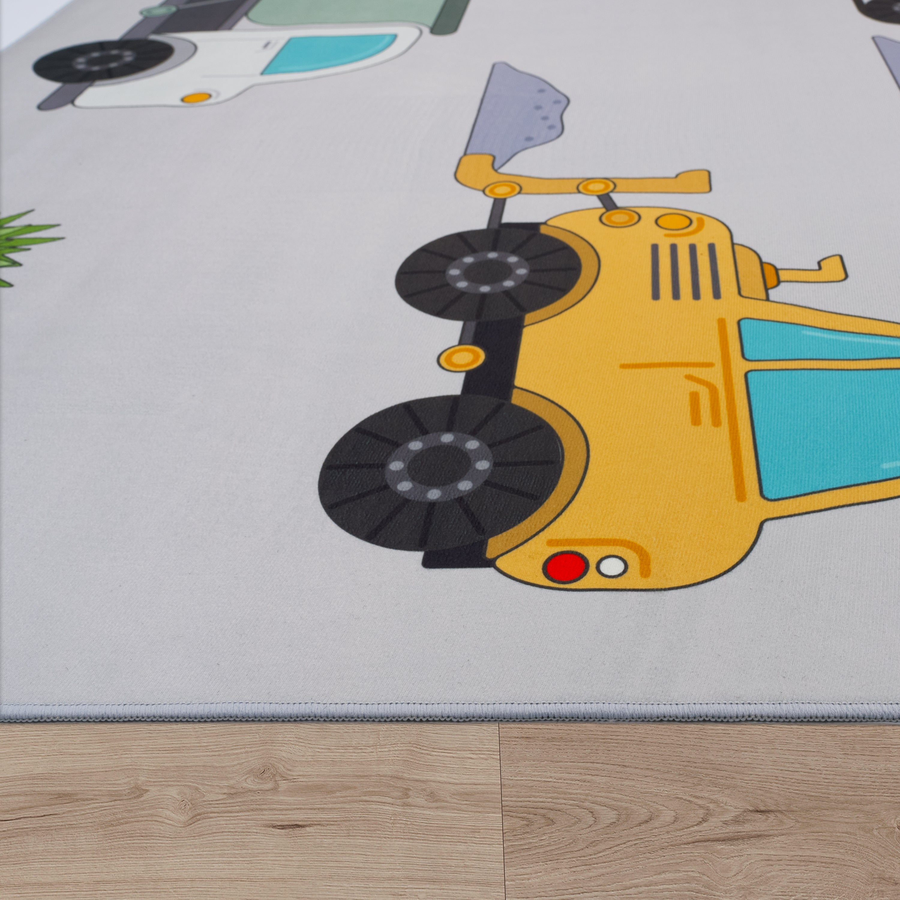 Kids Play-Mat Bob Construction Site with Trucks & Cranes in Grey