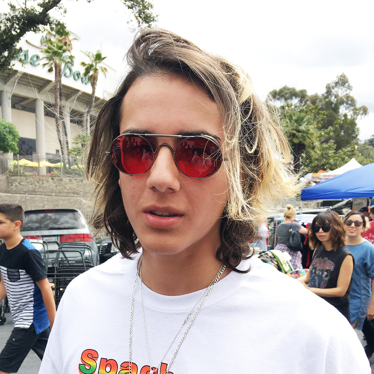 Red Lens Steampunk Sunglass with Folding Side Shields - Bram 7