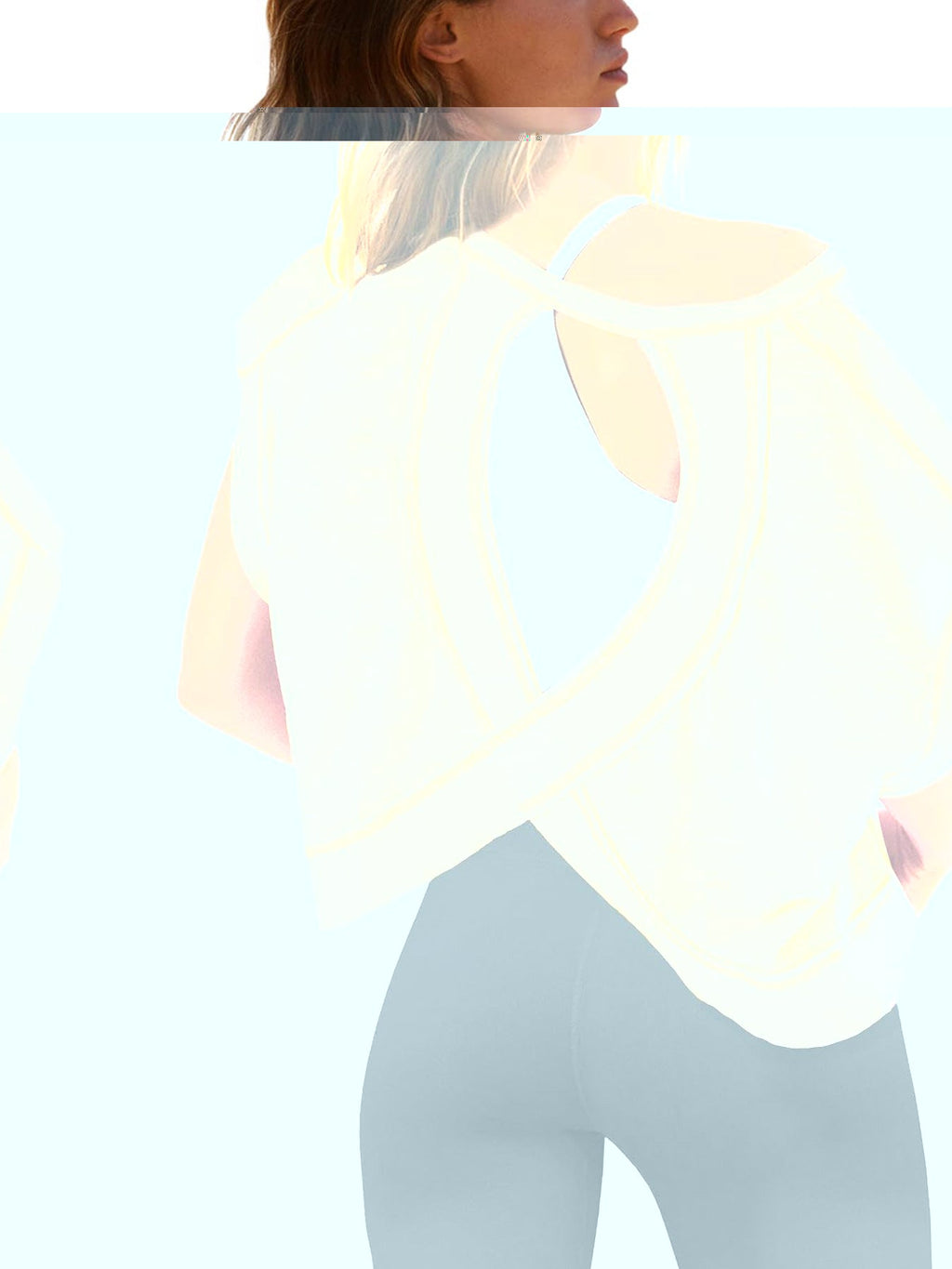 Women's beautiful back sports yoga T-shirt loose casual breathable