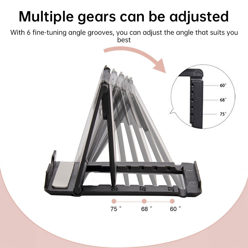 A plastic, foldable cradle for mobile phones