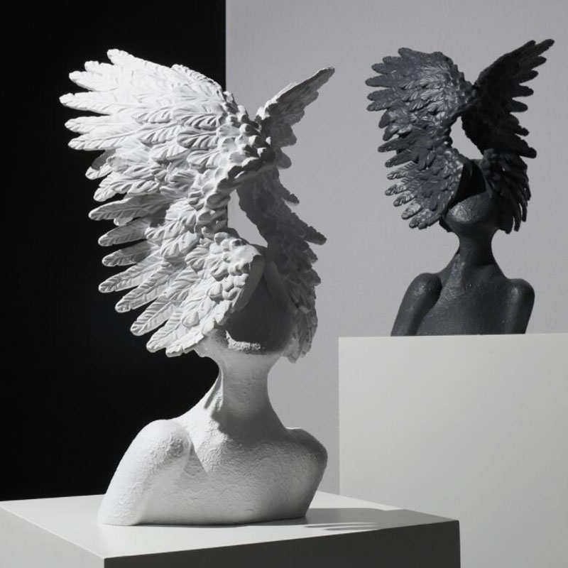 Celestial Grace – Abstract Angel Wings Resin Sculpture | 3CARATS