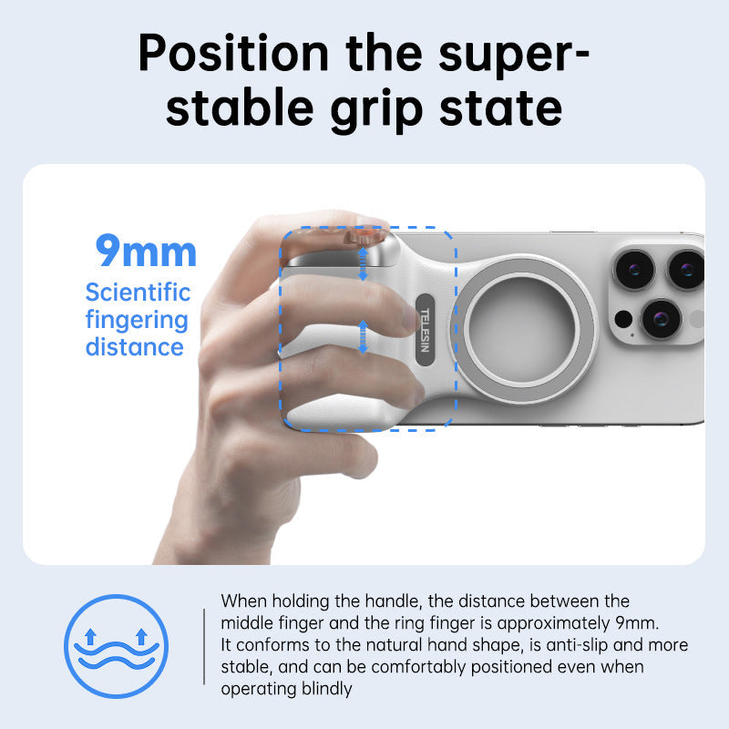 MagSafe Compatible Fun Photography Grip: MFi Certified Wireless Bluetooth Stabilizer for Shake-Free Shooting