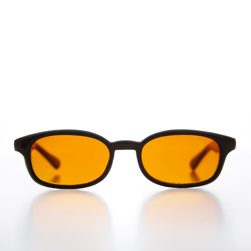 Amber Lens Rectangle Vintage Sunglass - Deluxe