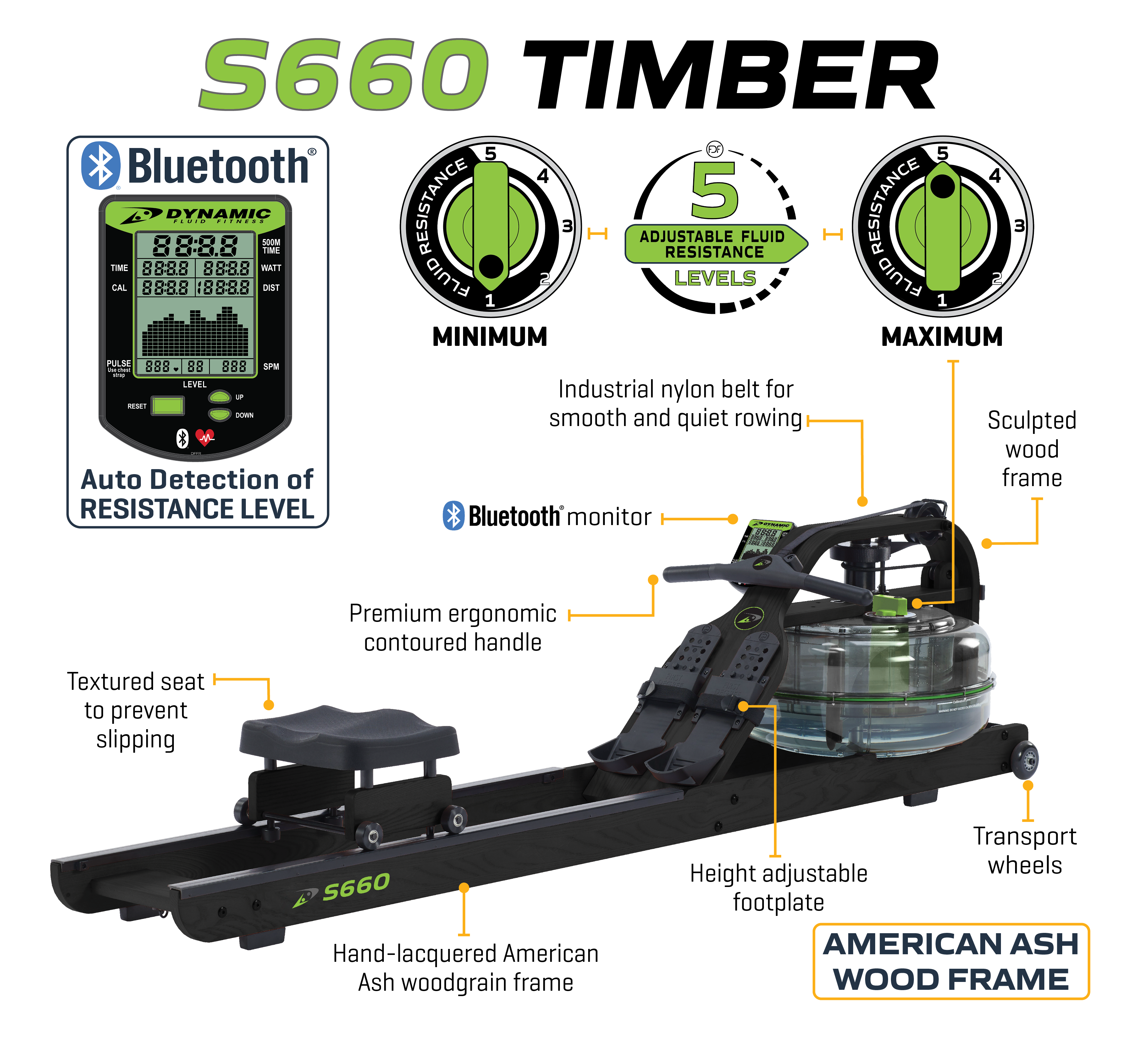 Dynamic Fluid Rower - S680 Timber