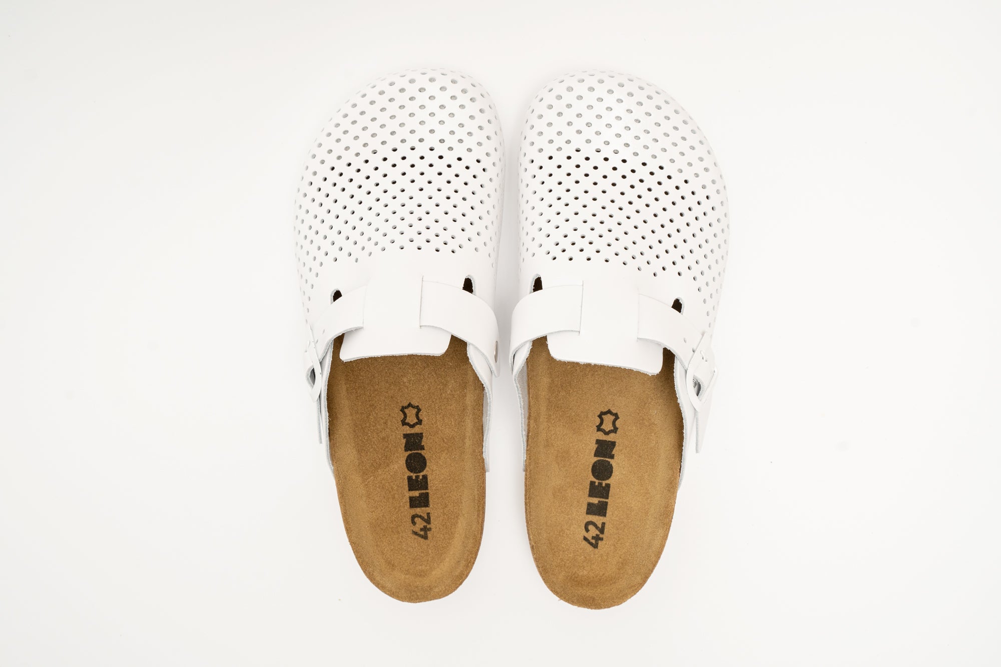 Bjorn by LEON- Men’s Leather Clogs – Breathable Perforated Slip-On Shoes with Cork Style Footbed