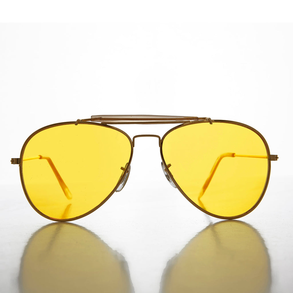 Yellow Lens Aviator with Classic Brow Bar - Dusk