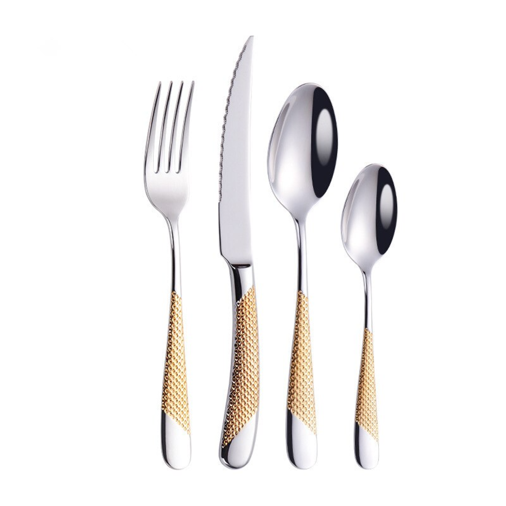 Diagonal Textured Stainless Steel Cutlery Set | 3CARATS