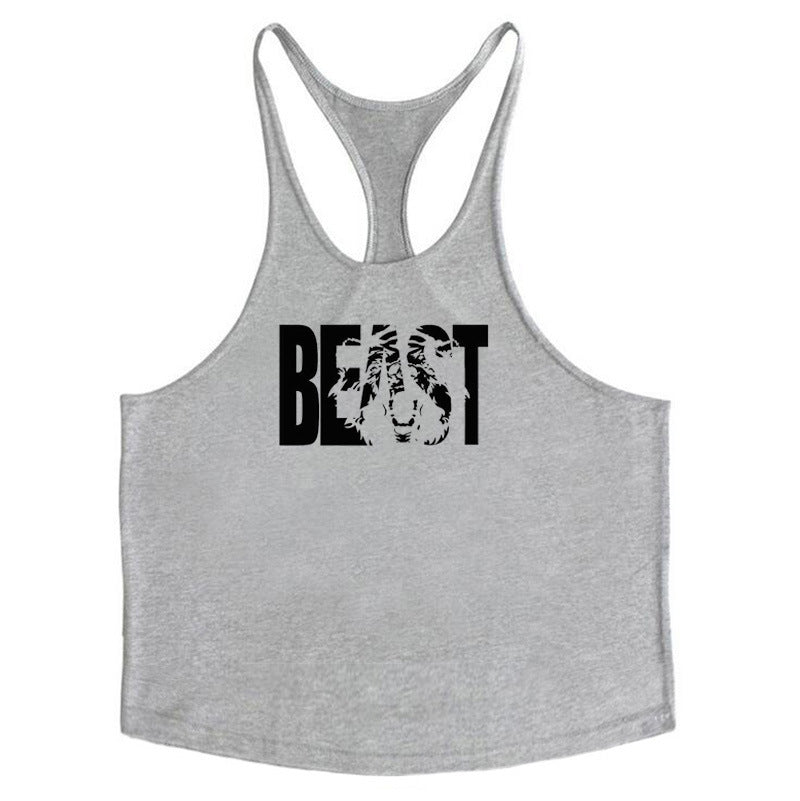 Letter printed men's fitness sports vest slim shoulder strap I-shaped vest cotton