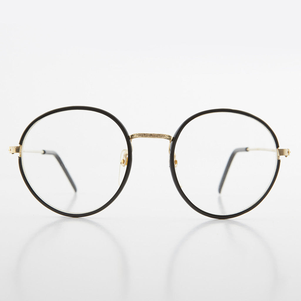 Round Black Preppy Polo Style Clear Lens Glasses - Einstein 2