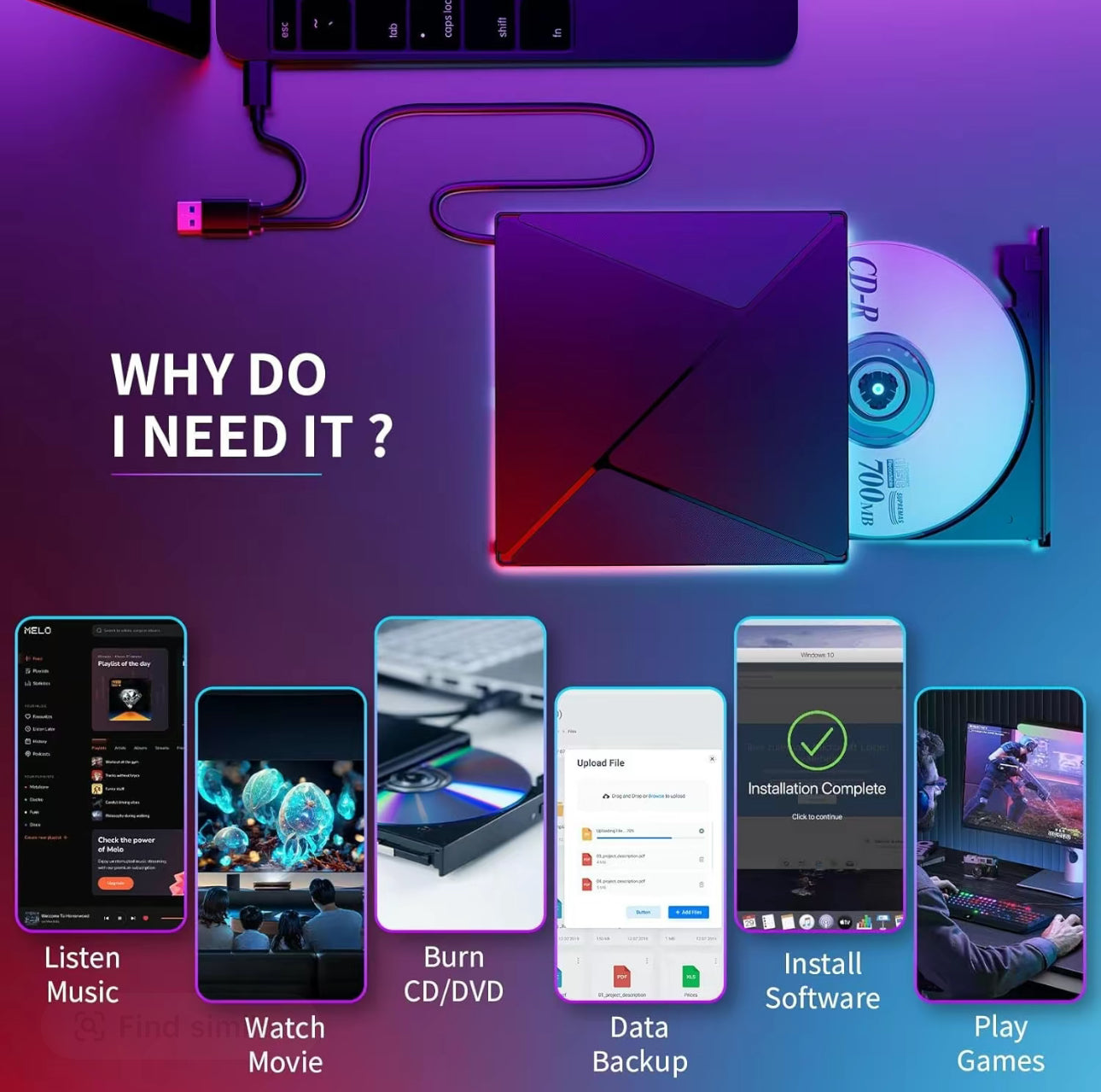 MemoraDrive USB-C DVD Burner