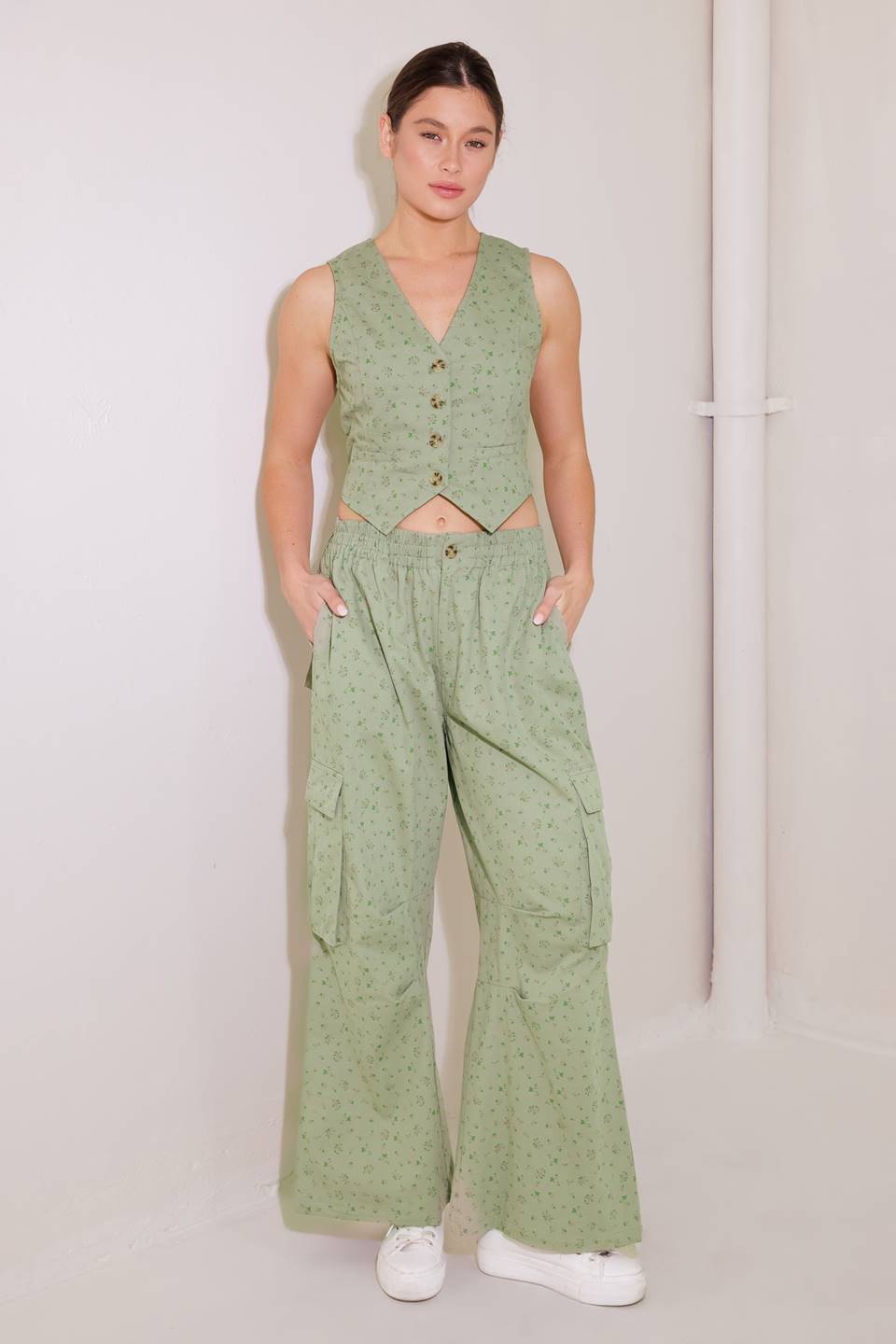 DRIFTING CURRENTS OLIVE WOVEN VEST