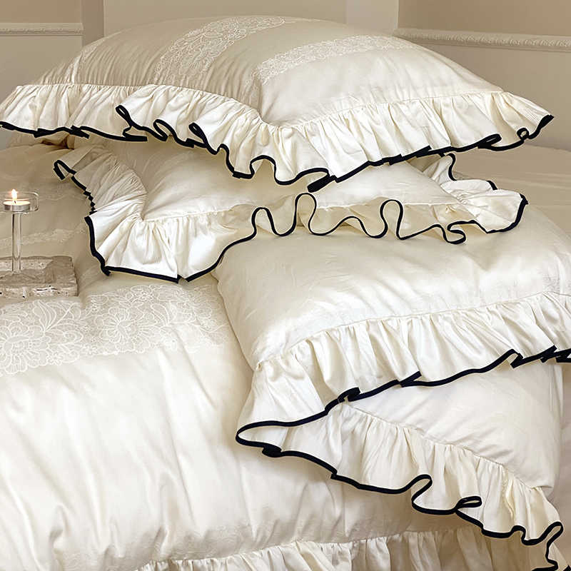 French Sweetheart Ruffle Egyptian Cotton Duvet Cover Set | 3CARATS