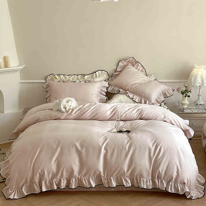 French Sweetheart Ruffle Egyptian Cotton Duvet Cover Set | 3CARATS
