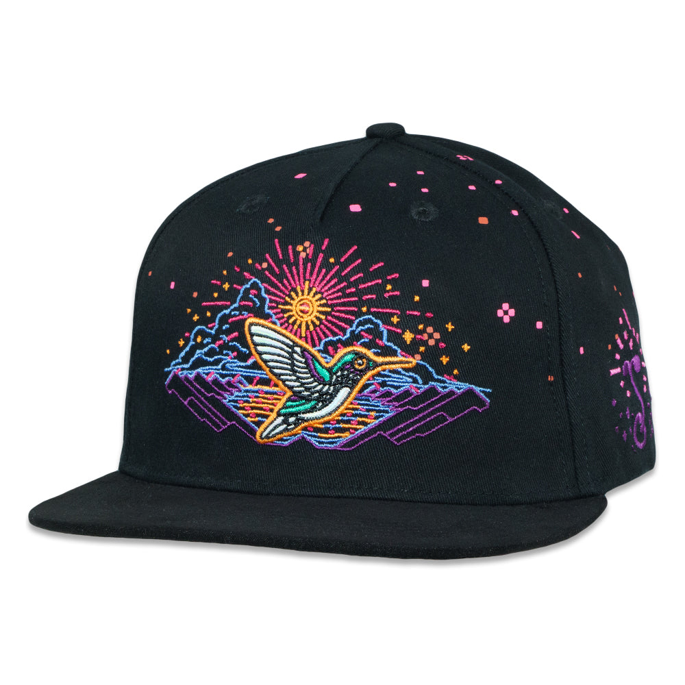 Mugwort Hummingbird Black Snapback Hat