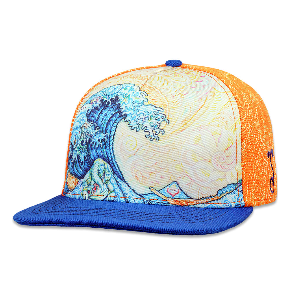 Randal Roberts Great Wave Orange Fitted Hat