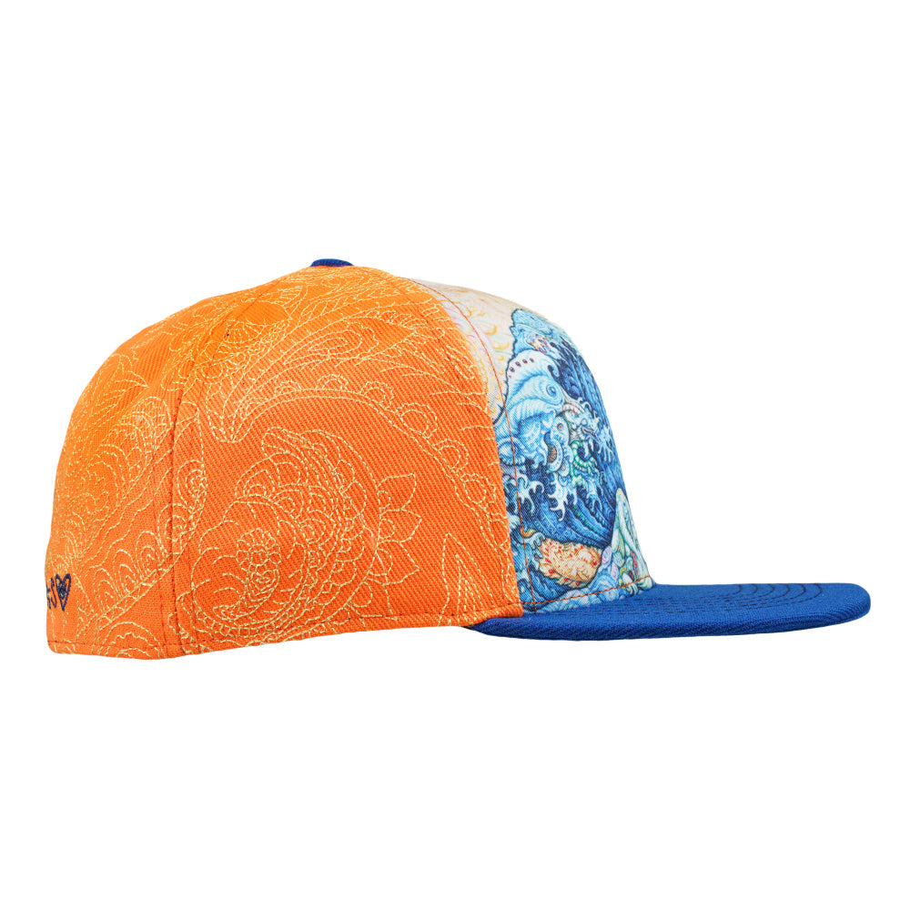 Randal Roberts Great Wave Orange Fitted Hat