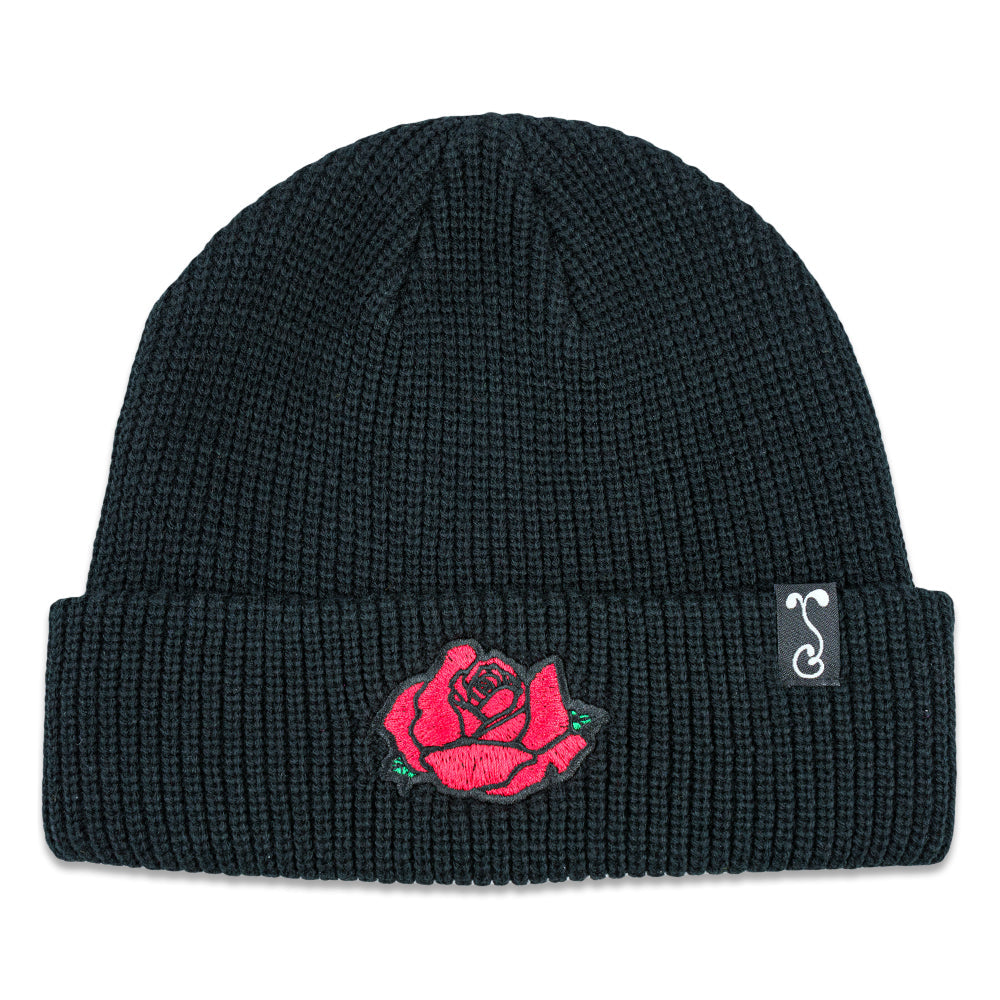 Red Rose Black Beanie