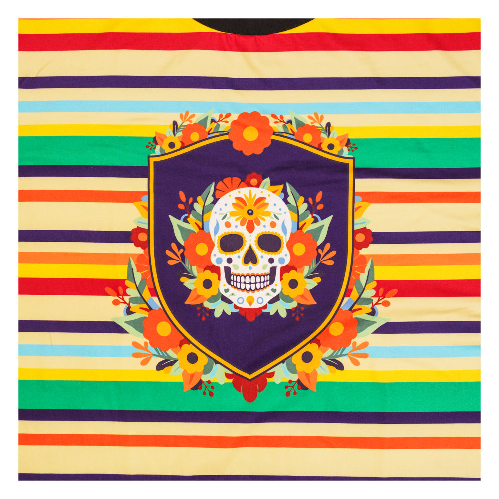 Dia De Los Muertos Sugar Skull Striped T Shirt