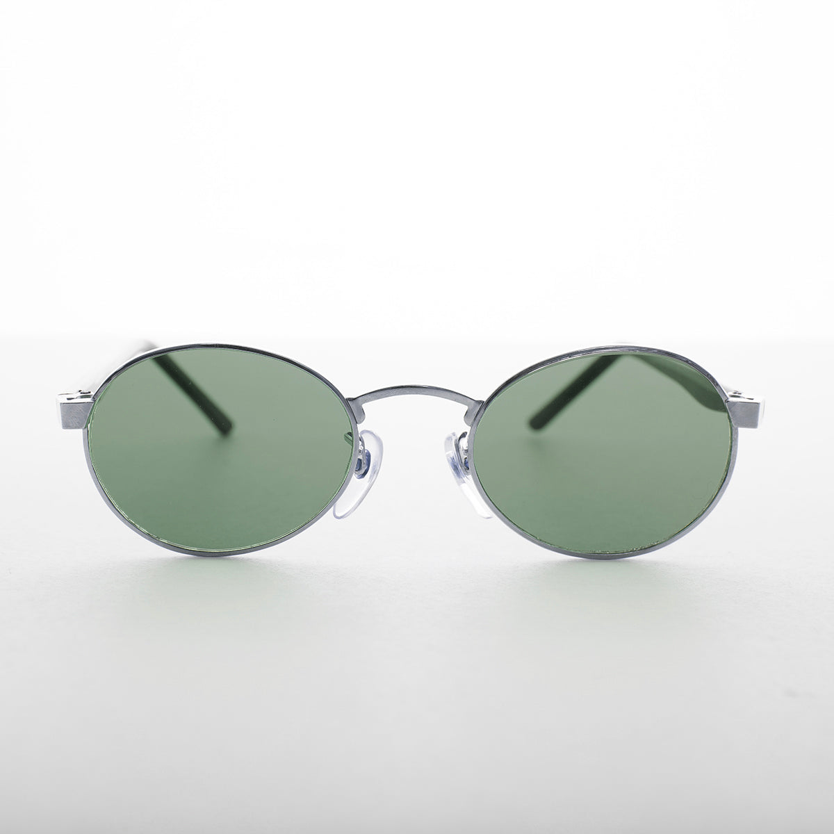 Oval Green Lens Vintage Metal Combo Sunglass - Hipster