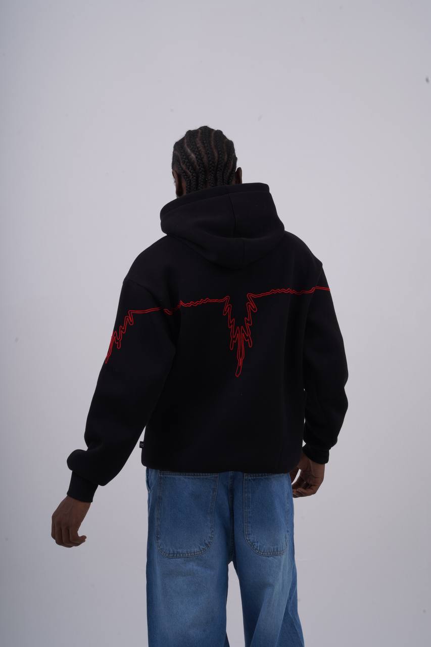 "Heartbeat" Embroidered Graphic Hoodie