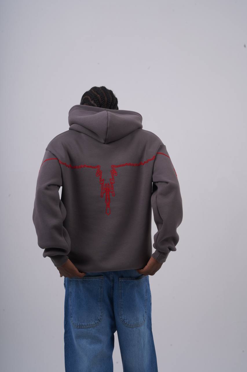 "Heartbeat" Embroidered Graphic Hoodie