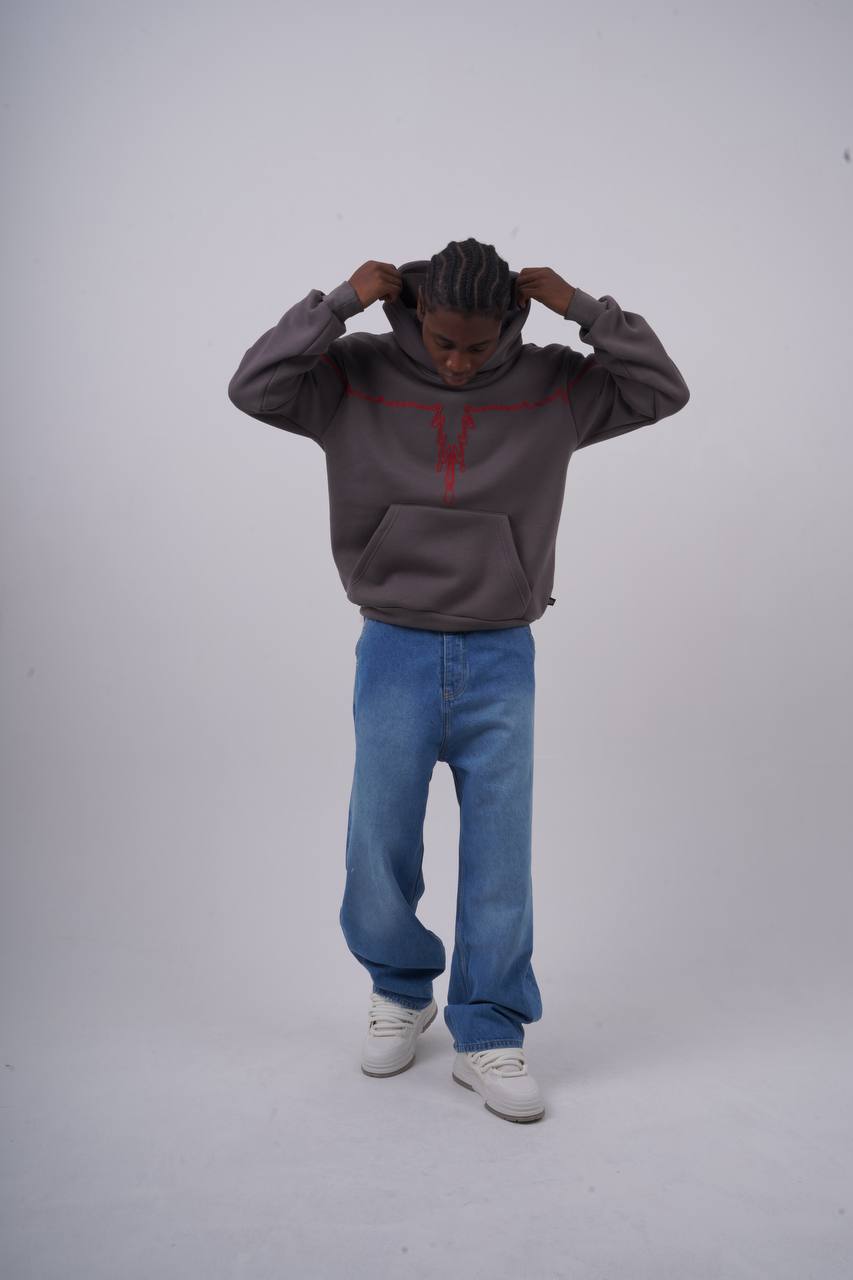 "Heartbeat" Embroidered Graphic Hoodie