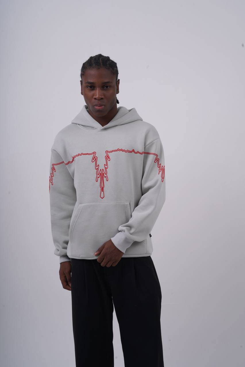 "Heartbeat" Embroidered Graphic Hoodie