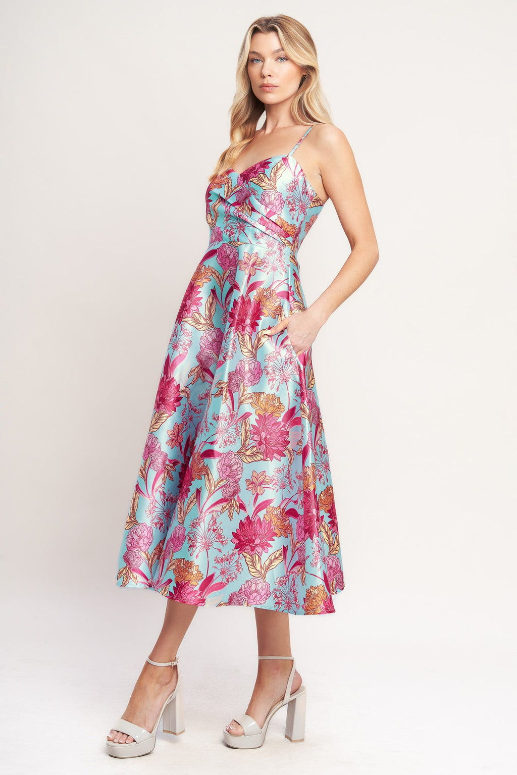 ELEVATED GARDEN WOVEN MIDI DRESS