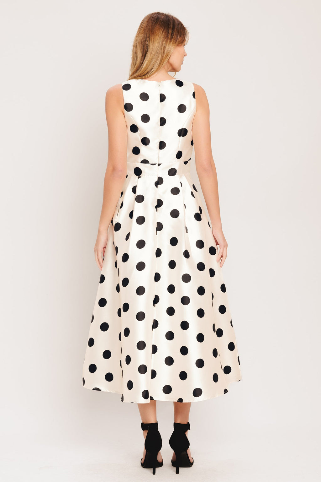 CAFÉ NOIR POLKA WOVEN MIDI DRESS