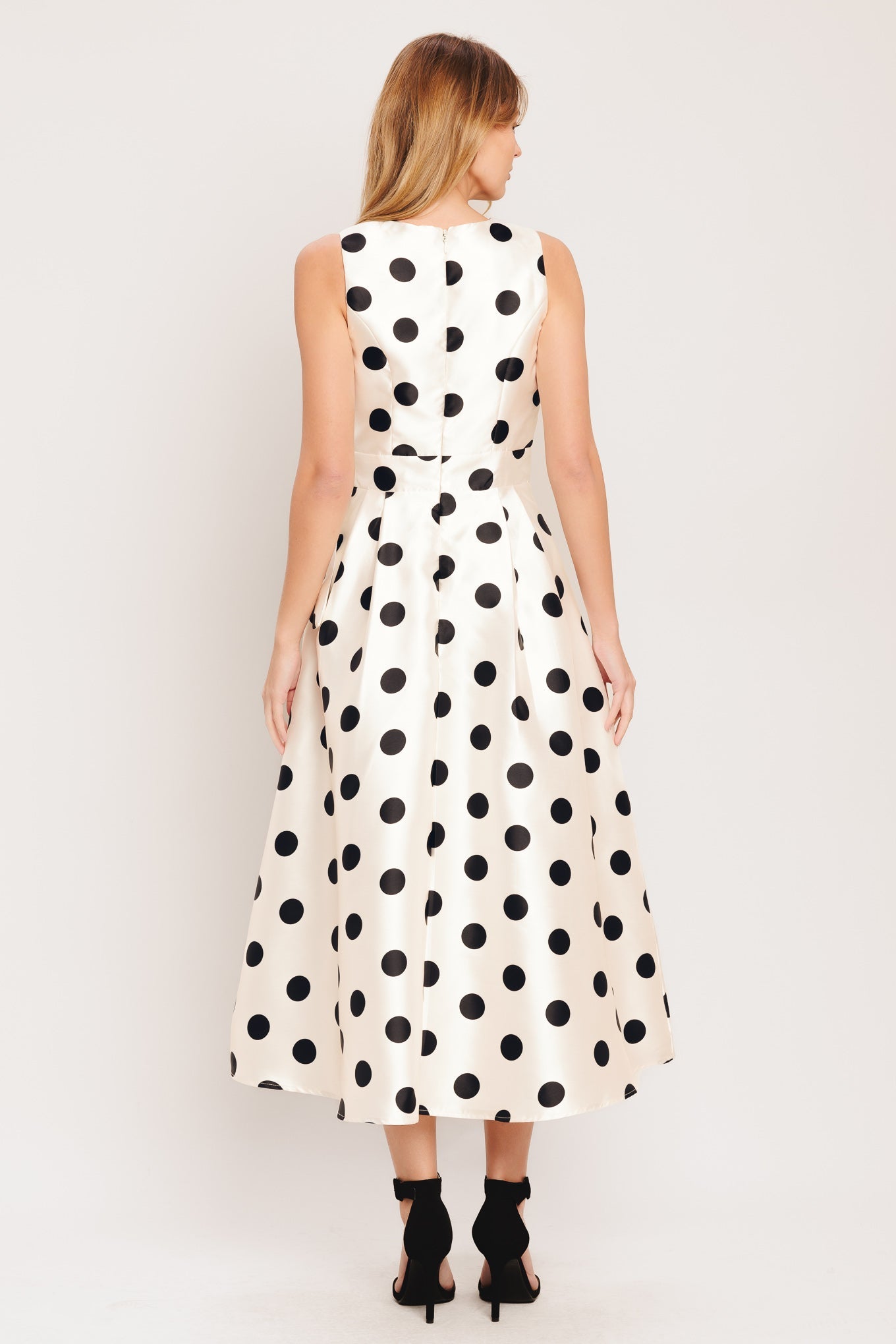 CAFÉ NOIR POLKA WOVEN MIDI DRESS