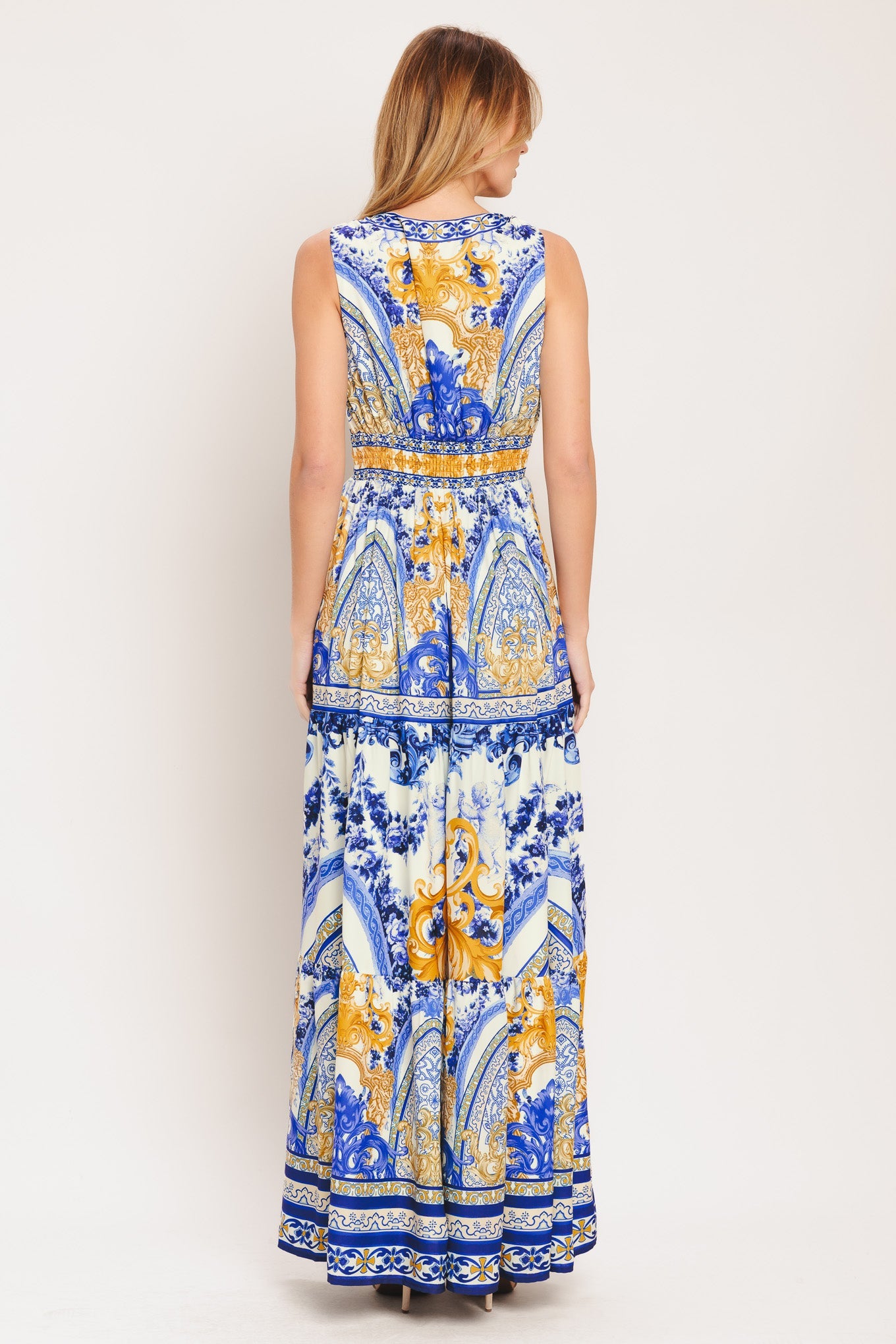AZURE PALAZZO WOVEN MAXI DRESS