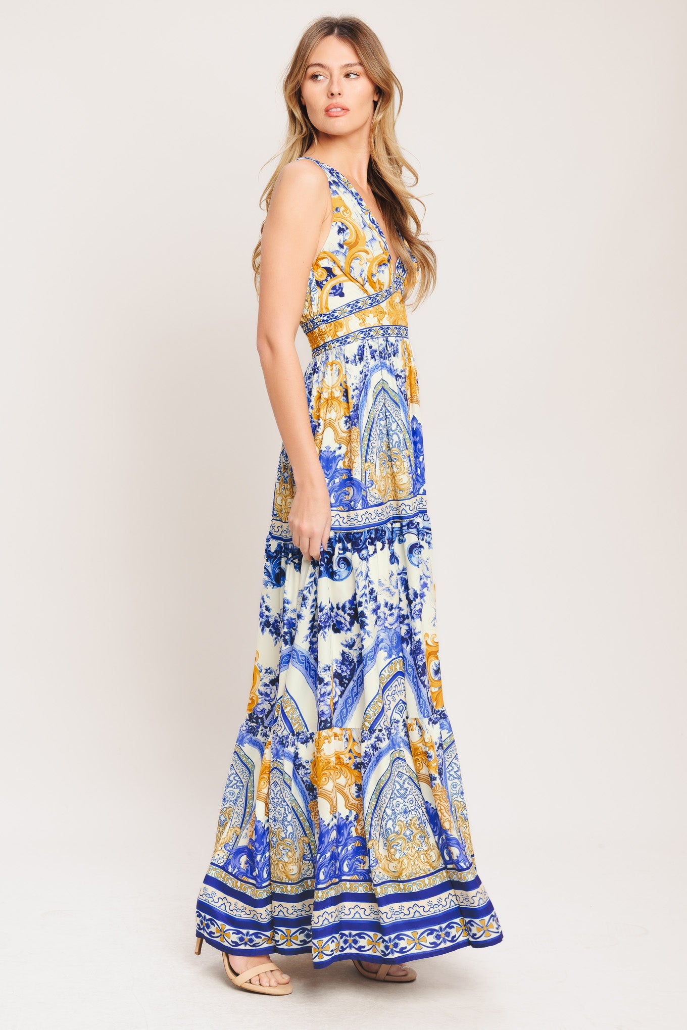 AZURE PALAZZO WOVEN MAXI DRESS