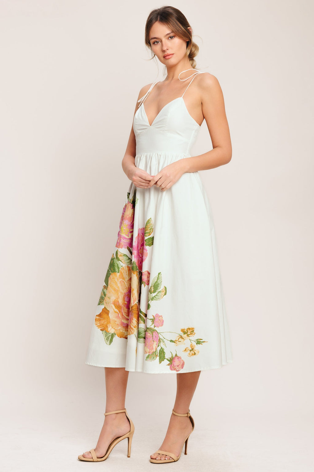 POETIC BLOOM WOVEN MIDI DRESS