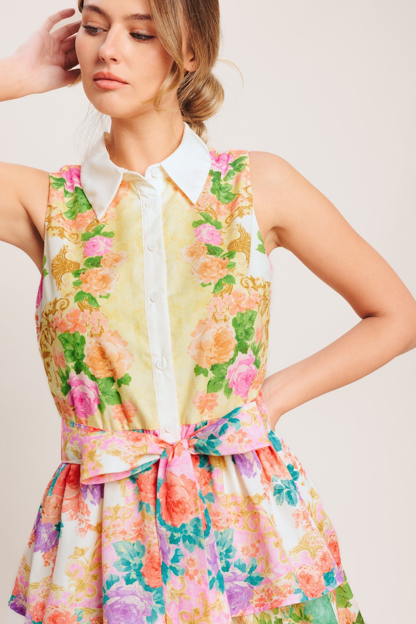 LAYERED ROMANCE WOVEN MIDI DRESS