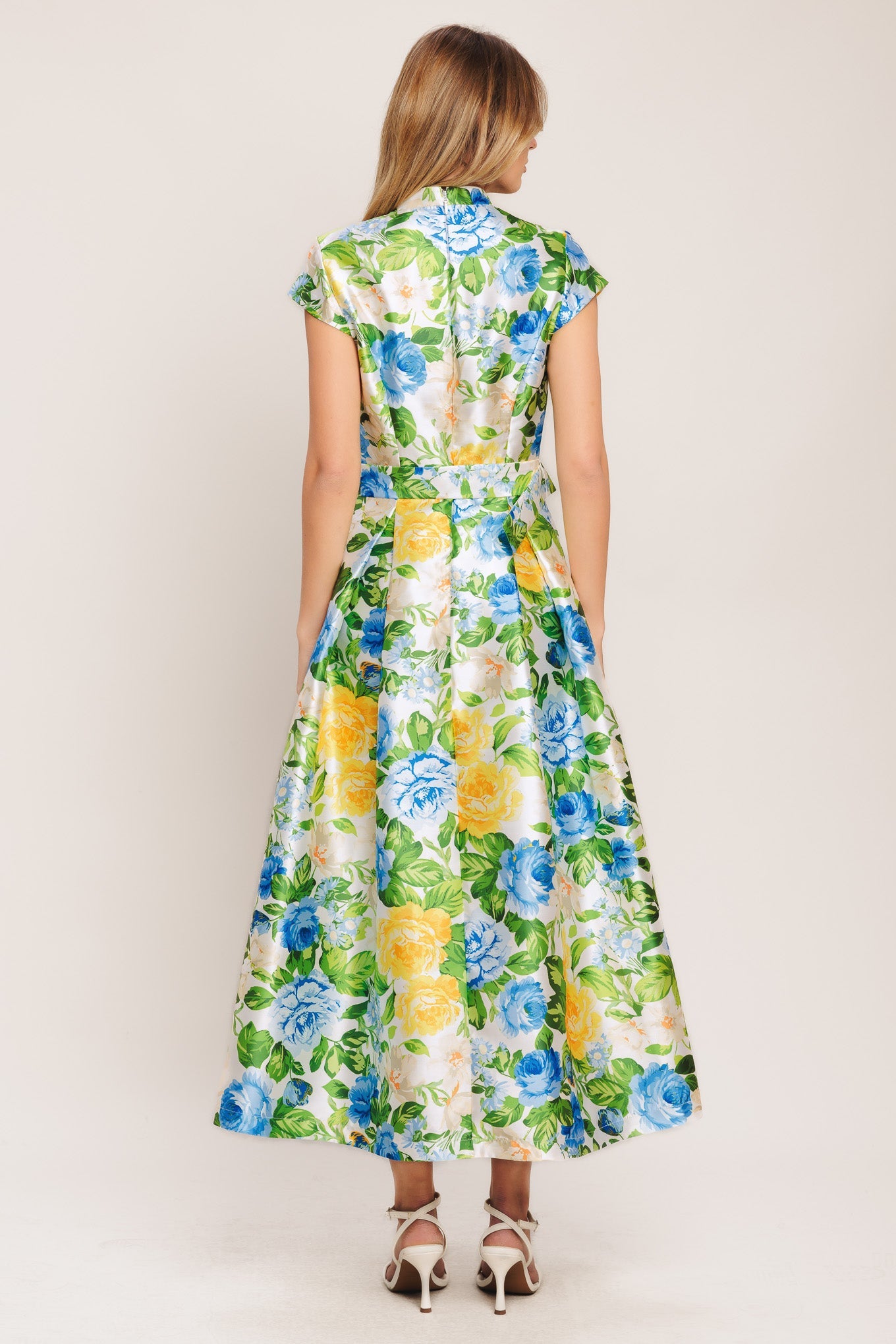 FRESH CANVAS FLORAL WOVEN MIDI DRESS