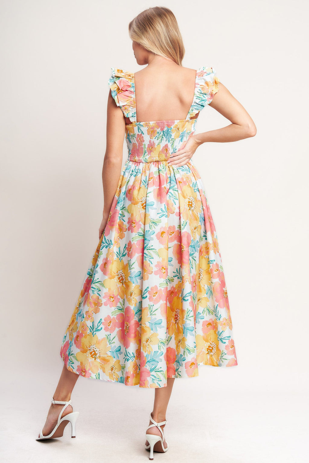 SOFT SUNSHINE WOVEN MIDI DRESS