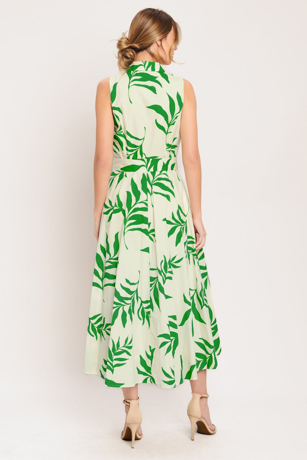 GREEN DAYDREAM WOVEN MIDI DRESS