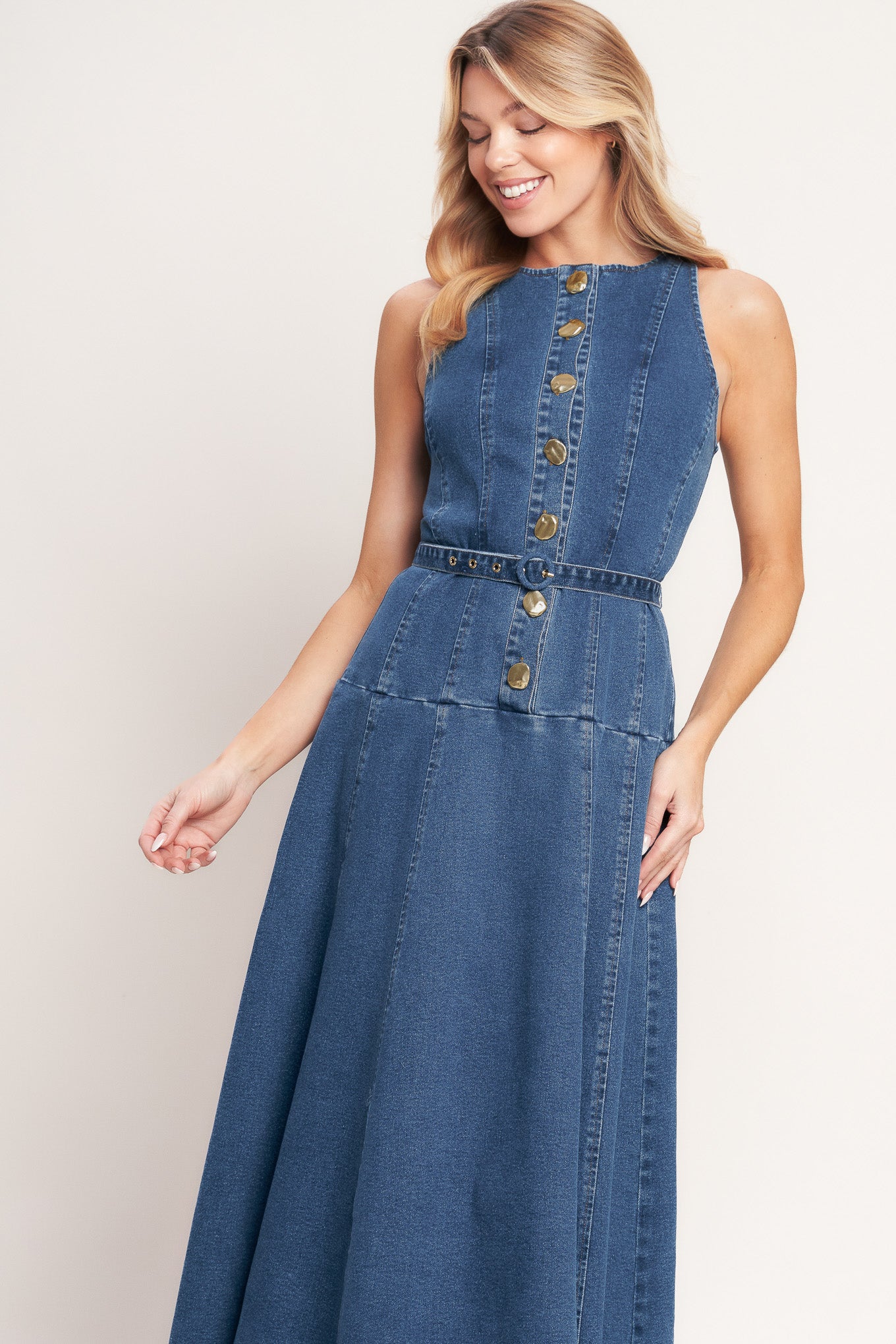SUNDAY STROLL DENIM MIDI DRESS